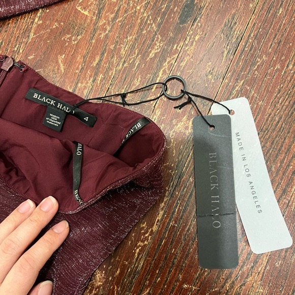 NWT Black Halo Vintea Sheath Red Metallic Dress - Picture 4 of 12